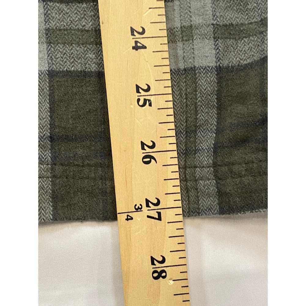 Banded Mens XL Plaid Flannel Button Down Shirt Olive Green Grey Long Sleeve - Picture 8 of 11